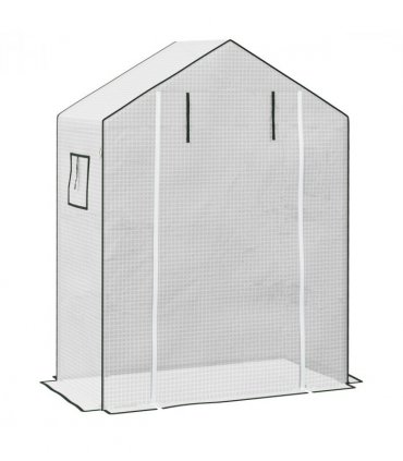 Outsunny PE Greenhouse Cover Replacement with Door and Mesh Windows, White