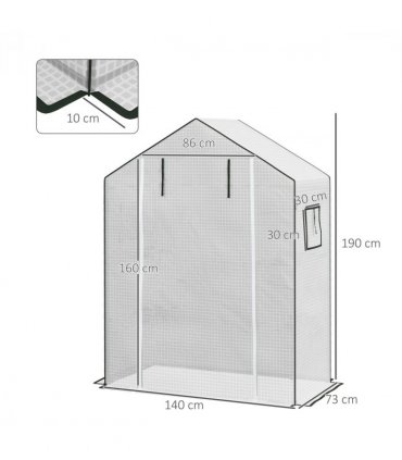 Outsunny PE Greenhouse Cover Replacement with Door and Mesh Windows, White