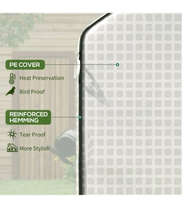 Outsunny PE Greenhouse Cover Replacement with Door and Mesh Windows, White