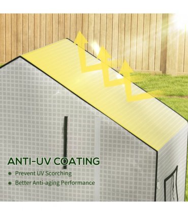 Outsunny PE Greenhouse Cover Replacement with Door and Mesh Windows, White