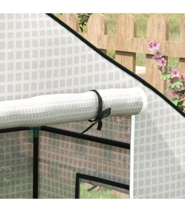 Outsunny PE Greenhouse Cover Replacement with Door and Mesh Windows, White