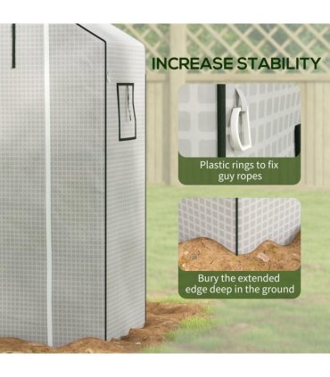 Outsunny PE Greenhouse Cover Replacement with Door and Mesh Windows, White