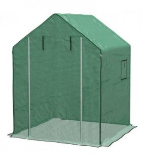 Outsunny Walk-in Greenhouse Cover Replacement with Door and Mesh Windows, Green