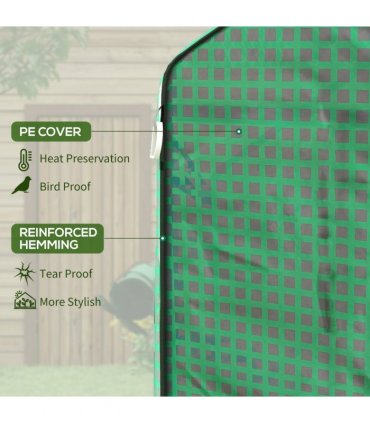 Outsunny Walk-in Greenhouse Cover Replacement with Door and Mesh Windows, Green
