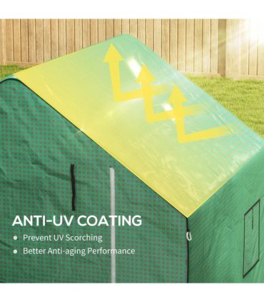 Outsunny Walk-in Greenhouse Cover Replacement with Door and Mesh Windows, Green