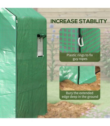 Outsunny Walk-in Greenhouse Cover Replacement with Door and Mesh Windows, Green