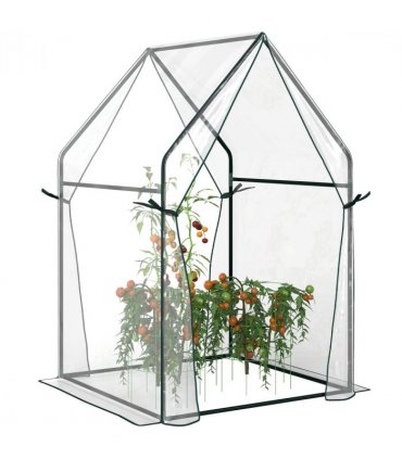 Steel, Plastic Clear 90L x 90W x 145Hcm Small Greenhouse with 2 Zipped Doors