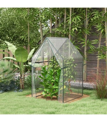 Steel, Plastic Clear 90L x 90W x 145Hcm Small Greenhouse with 2 Zipped Doors