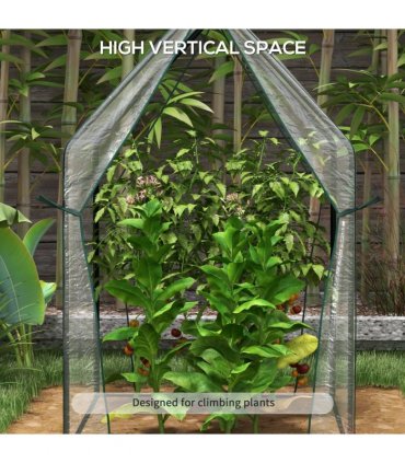 Steel, Plastic Clear 90L x 90W x 145Hcm Small Greenhouse with 2 Zipped Doors