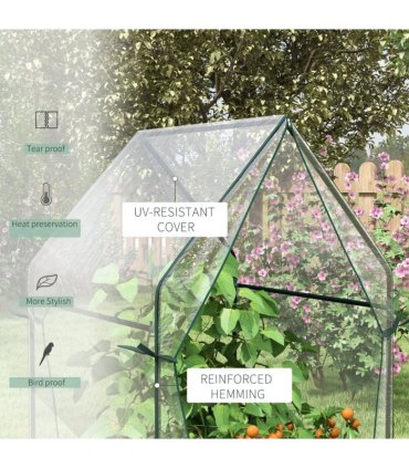 Steel, Plastic Clear 90L x 90W x 145Hcm Small Greenhouse with 2 Zipped Doors