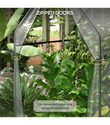 Steel, Plastic Clear 90L x 90W x 145Hcm Small Greenhouse with 2 Zipped Doors
