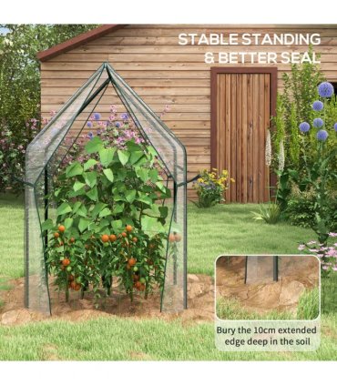 Steel, Plastic Clear 90L x 90W x 145Hcm Small Greenhouse with 2 Zipped Doors