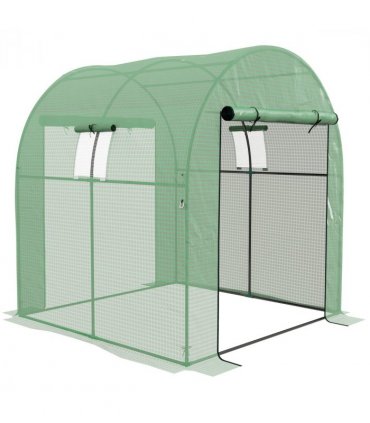 Outsunny 1.8 x 1.8 x 2m Polytunnel Greenhouse with Doors and Mesh Windows