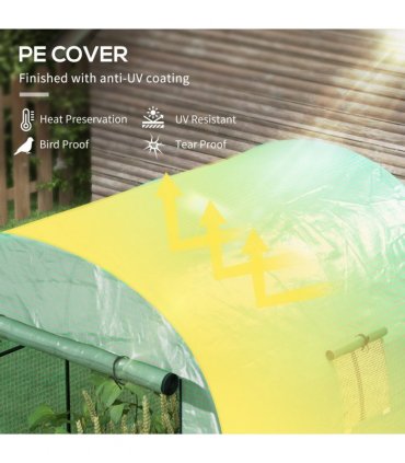 Outsunny 1.8 x 1.8 x 2m Polytunnel Greenhouse with Doors and Mesh Windows