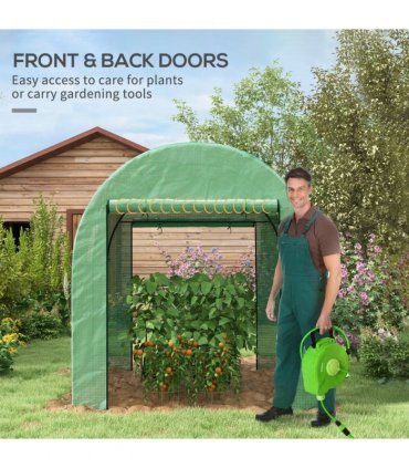 Outsunny 1.8 x 1.8 x 2m Polytunnel Greenhouse with Doors and Mesh Windows