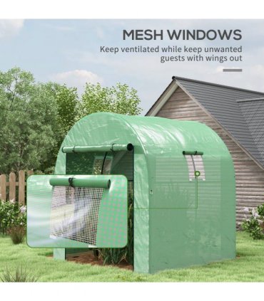 Outsunny 1.8 x 1.8 x 2m Polytunnel Greenhouse with Doors and Mesh Windows