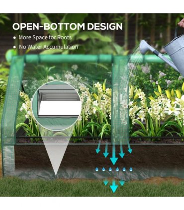 Outsunny Raised Garden Bed Planter Box with Greenhouse, Green and Dark Grey