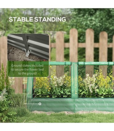 Outsunny Raised Garden Bed Planter Box with Greenhouse, Green and Dark Grey