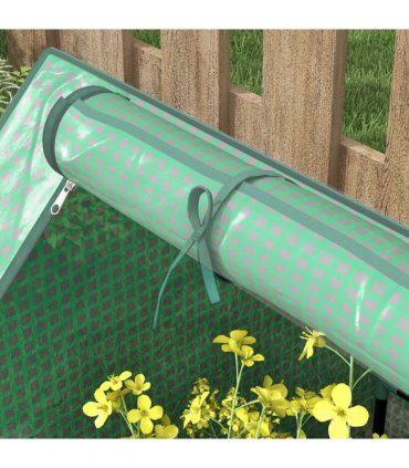 Outsunny Raised Garden Bed Planter Box with Greenhouse, Green and Dark Grey