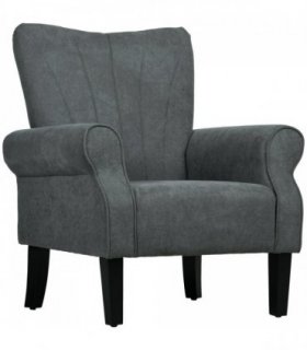 HOMCOM Armchair, Upholstered Modern Accent Chair with Wood Legs, Grey