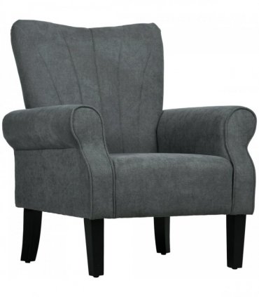 HOMCOM Armchair, Upholstered Modern Accent Chair with Wood Legs, Grey