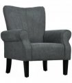 HOMCOM Armchair, Upholstered Modern Accent Chair with Wood Legs, Grey