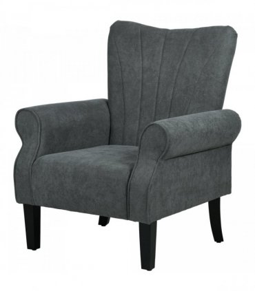 HOMCOM Armchair, Upholstered Modern Accent Chair with Wood Legs, Grey