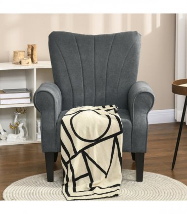 HOMCOM Armchair, Upholstered Modern Accent Chair with Wood Legs, Grey