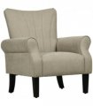 HOMCOM Armchair, Upholstered Modern Accent Chair with Wood Legs, Beige