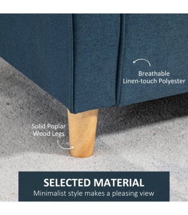 HOMCOM Double Seat Sofa Linen Upholstery Loveseat Couch w/ Armrests, Blue
