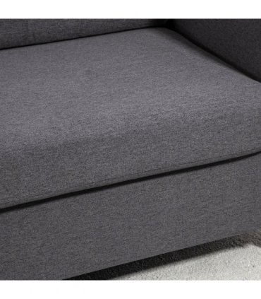 HOMCOM Double Seat Sofa Linen Upholstery Loveseat Couch w/ Armrests, Dark Grey