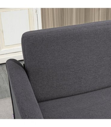 HOMCOM Double Seat Sofa Linen Upholstery Loveseat Couch w/ Armrests, Dark Grey