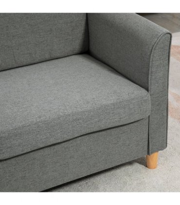 HOMCOM Double Seat Sofa Linen Upholstery Loveseat Couch w/ Armrests, Grey
