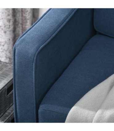 HOMCOM Compact Loveseat Sofa 2 Seater Sofa with Storage and Wood Legs Blue