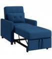 HOMCOM Pull Out Chair Bed, Sleeper Chair with Pillow, Side Pockets, Blue