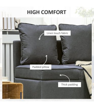 HOMCOM Folding Sleeper Sofa Bed Chair with Pillows, Pocket, Grey