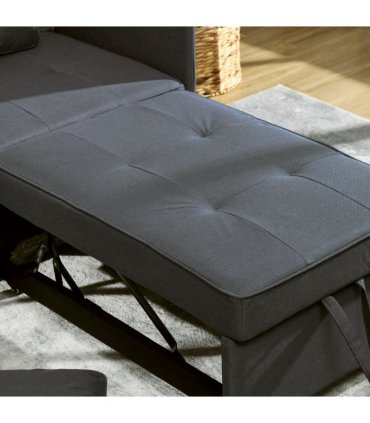 HOMCOM Folding Sleeper Sofa Bed Chair with Pillows, Pocket, Grey