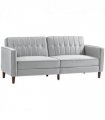 HOMCOM Convertible Sofa Futon Velvet-Touch Tufted Couch Sofa Bed Split Back Grey