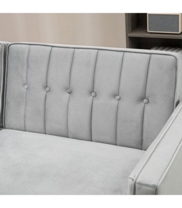 HOMCOM Convertible Sofa Futon Velvet-Touch Tufted Couch Sofa Bed Split Back Grey