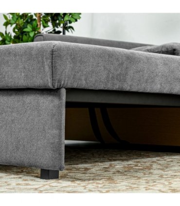 HOMCOM 2 Seater Sofa Bed Convertible Bed Settee w/ 2 Cushions Storage Light Grey