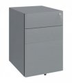 Steel Grey 3 Drawer Metal Filing Cabinet Lockable 5 Wheels Compact Under Desk