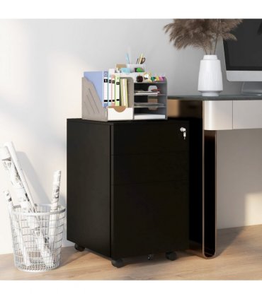 Vinsetto Steel File Cabinet with Lock Hanging Bar for Letter A4 Legal Size Black