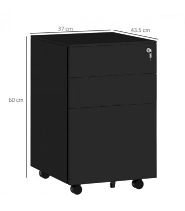 Vinsetto Steel File Cabinet with Lock Hanging Bar for Letter A4 Legal Size Black