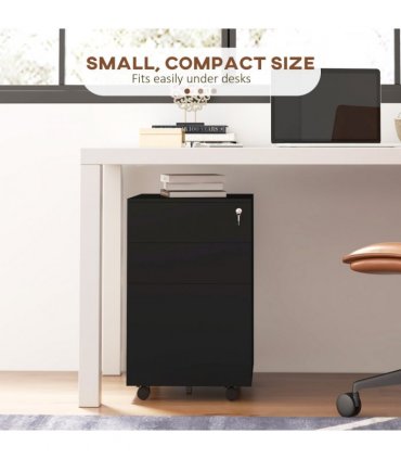 Vinsetto Steel File Cabinet with Lock Hanging Bar for Letter A4 Legal Size Black