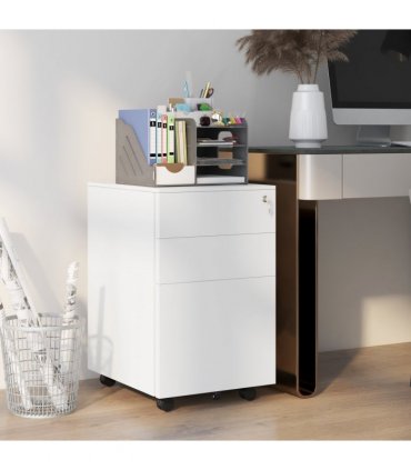 Vinsetto Steel File Cabinet with Lock Hanging Bar for Letter A4 Legal Size White