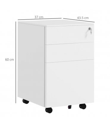Vinsetto Steel File Cabinet with Lock Hanging Bar for Letter A4 Legal Size White