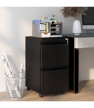 Vinsetto Steel File Cabinet with Lock Hanging Bar for Letter A4 Legal Size Black