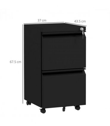 Vinsetto Steel File Cabinet with Lock Hanging Bar for Letter A4 Legal Size Black
