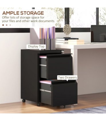 Vinsetto Steel File Cabinet with Lock Hanging Bar for Letter A4 Legal Size Black