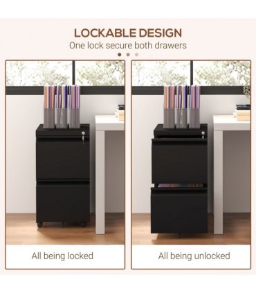 Vinsetto Steel File Cabinet with Lock Hanging Bar for Letter A4 Legal Size Black